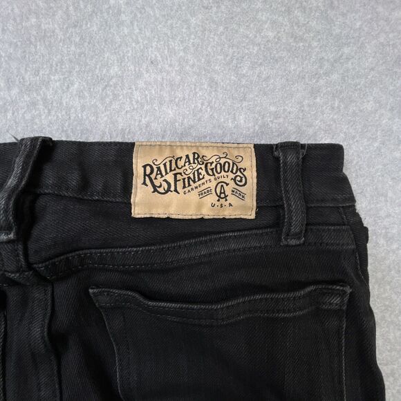 Railcar Fine Good Monrovia Jeans Womens 26 Black Selvedge Raw Denim Skinny USA - Picture 9 of 15